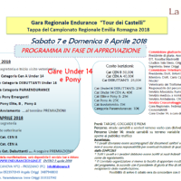 SABATO 7 E DOMENICA 8 APRILE 2018: Gara regionale endurance "Tour dei castelli"